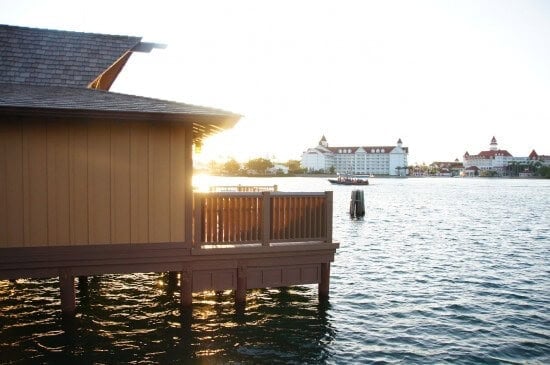 A wooden cabin in front of Disney\'s Grand Floridian Resort