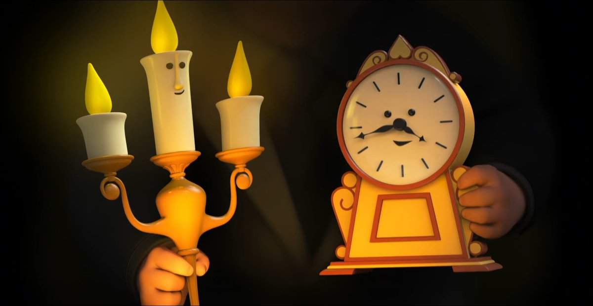 VIDEO Lumiere and Cogsworth from "Beauty and the Beast" get the "Boss