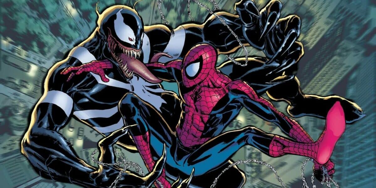 Spider man and Venom fighting