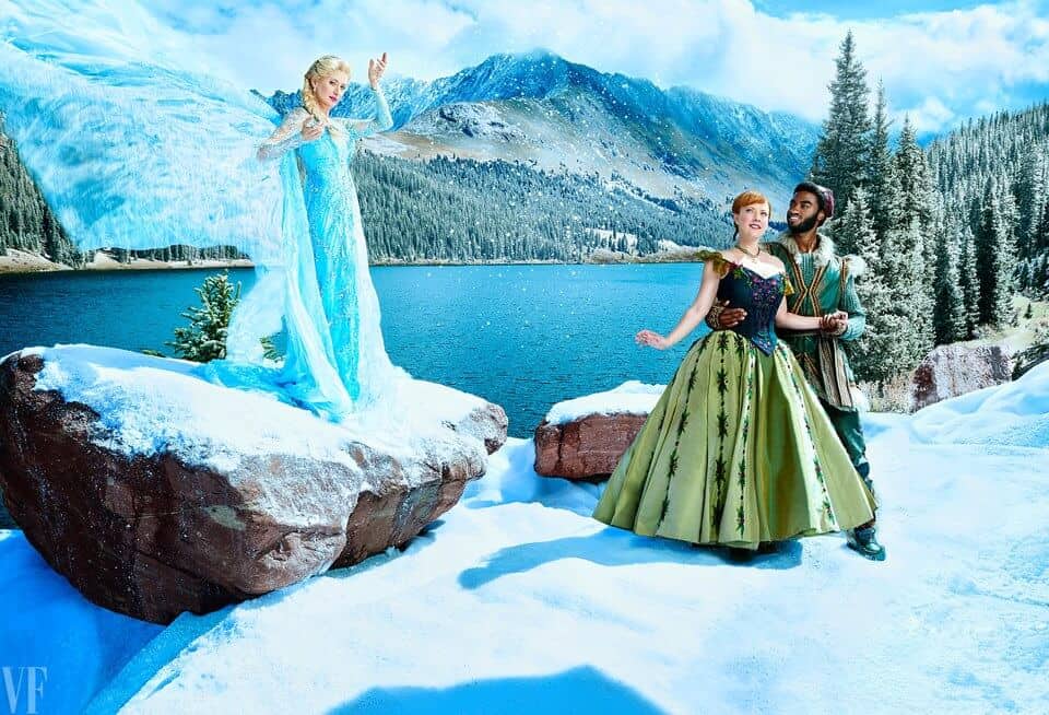 Photo Stars Of Disneys Frozen Musical Pose In Winter Wonderland For New Vanity Fair Feature 