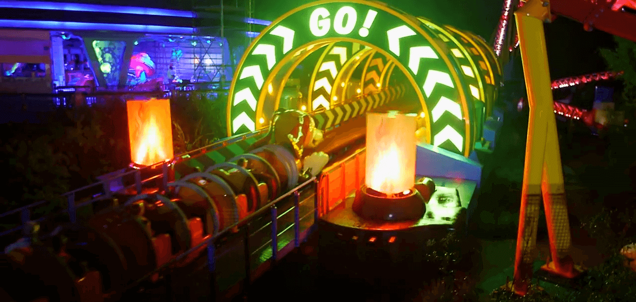 Toy Story Land at night