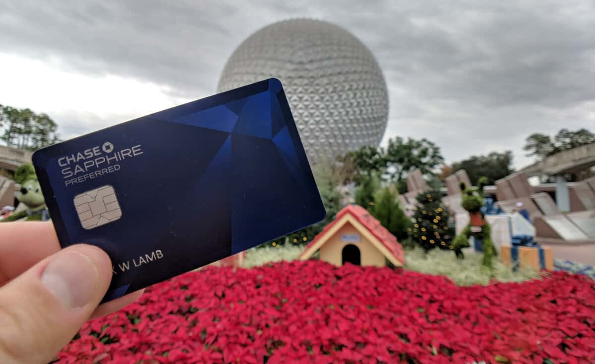 Chase Sapphire Preferred credit card in front of EPCOT