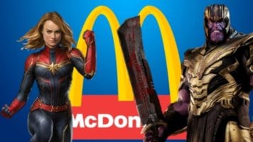Avengers characters and Mcdonald's Logo