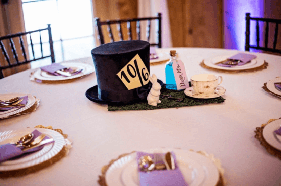 Alice in Wonderland wedding reception table