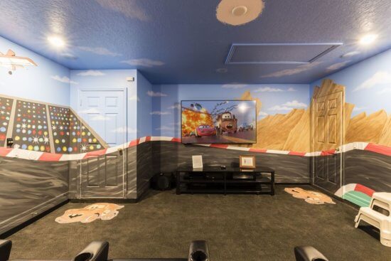 Walt Disney World vacation rental Car's themed media room