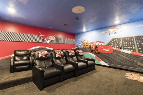 Walt Disney World vacation rental Car's themed theatre room