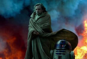 Luke Skywalker and R2-D2 in the fog