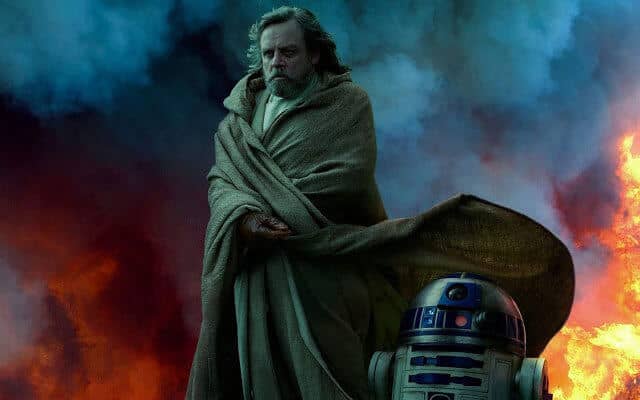 Luke Skywalker and R2-D2 in the fog