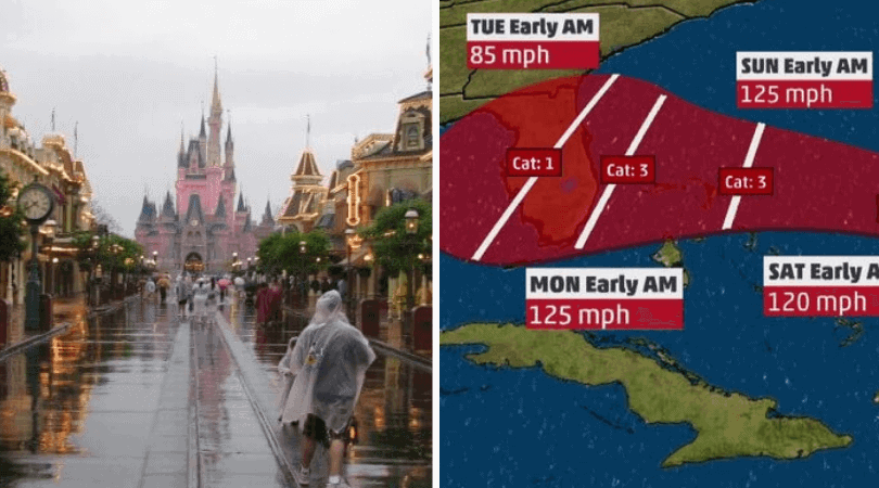 Disney World Main street and Hurricane forecast