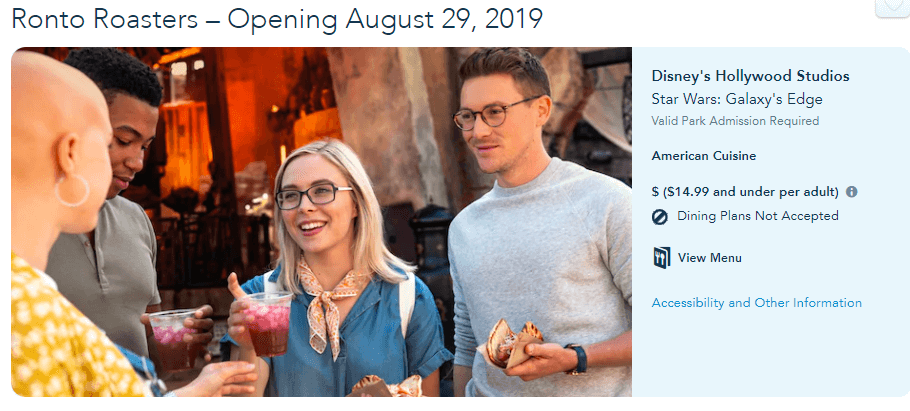 Ronto Roasters from Walt Disney World's website