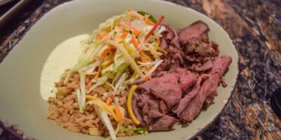 A bowl of food on a plate