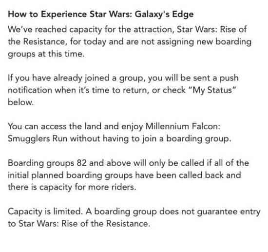 Star Wars Galaxy´s edge instructions at Disneyland app