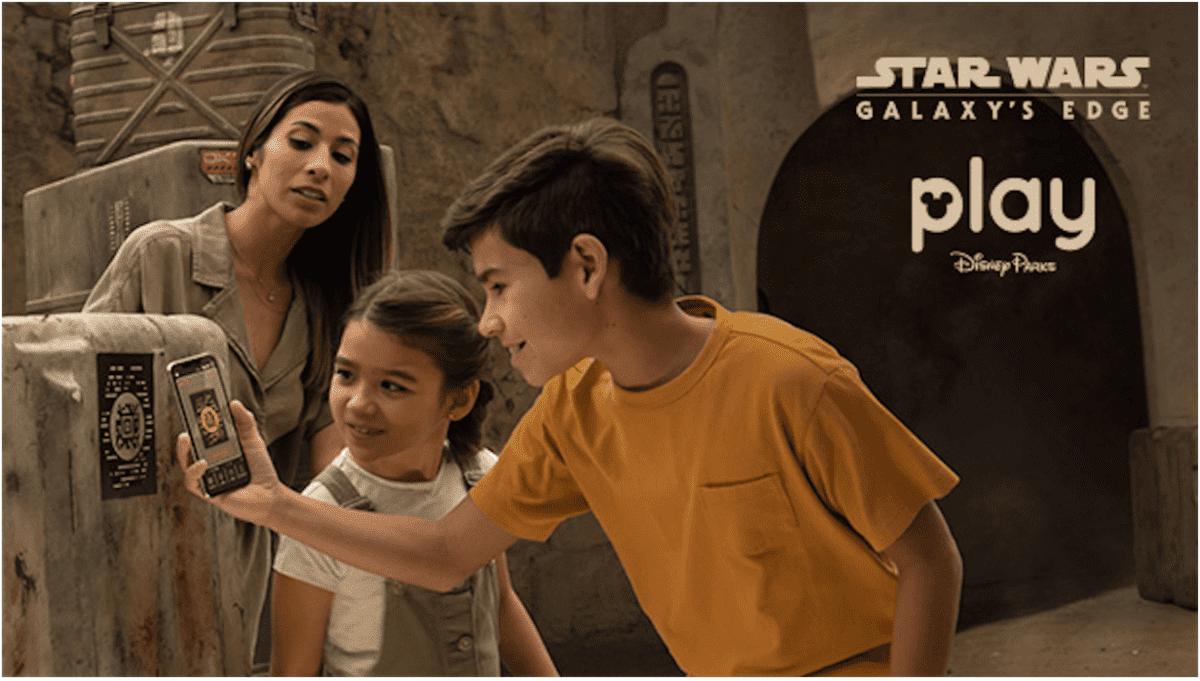 Family using the Play Disney Parks App