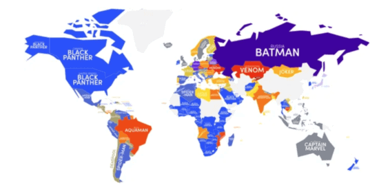 Survey Map for favorite superhero movie