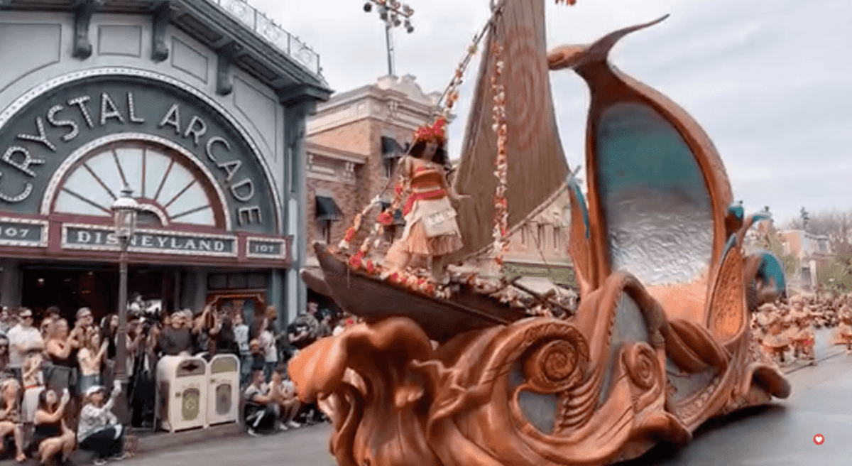 Moana float during the Magic Happens Parade at Disneyland Park