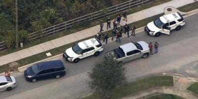 Scene of the arrest via helicopter