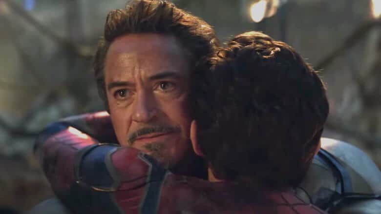 Robert Downey Jr. hugging Tom Holland