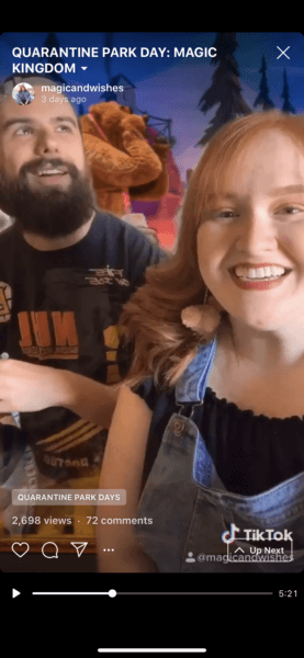 A video of Quarantine Park day at Magin Kingdom showing a woman and a man 