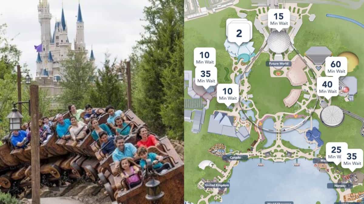Seven Dwarfs Mine Train ride and Magic KIngdom map in My Disney Experience App