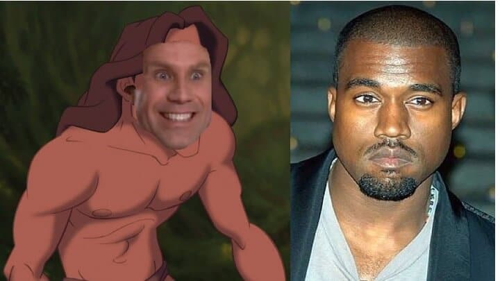 Will Ferrell Face on Tarzan Cartoon(Left), Kanye West(Right)
