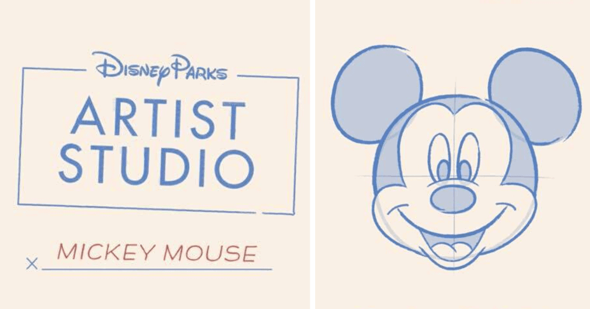 Disney Parks Artist Studio Logo(Left), Mickey Mouse Drawing(Right)
