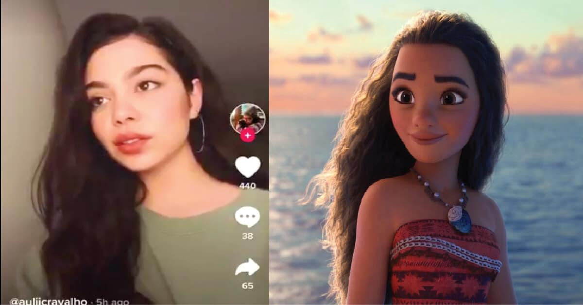 Cartoon Moana and Auli’i Cravalho