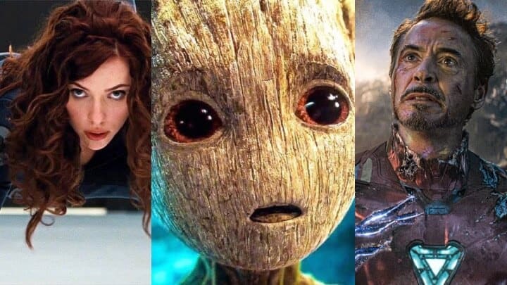Black Widow(Left), Groot(Center), Ironman(Right)