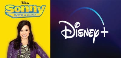 Demi Lobato and logo for Disney + platform