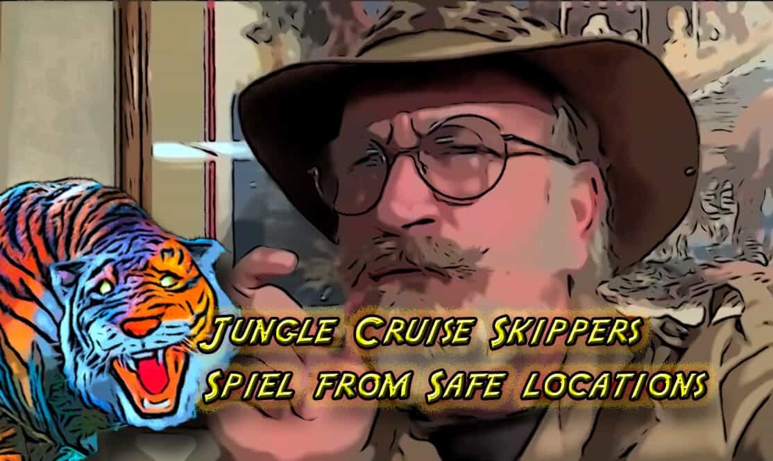 Man wearing a safari outfit and a cartoon tiger