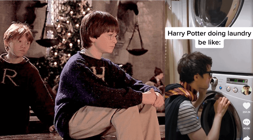 Harry Potter & Ron Weasley (Left), Harry Doing Laundry (Right)