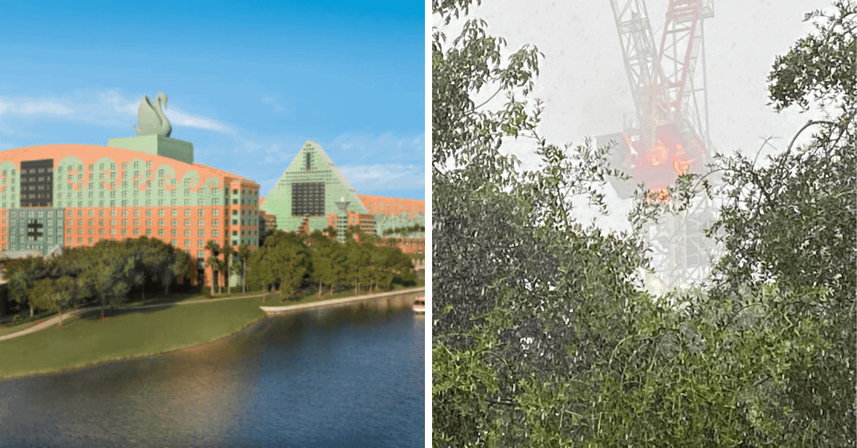 Disney Construction Crane on Fire