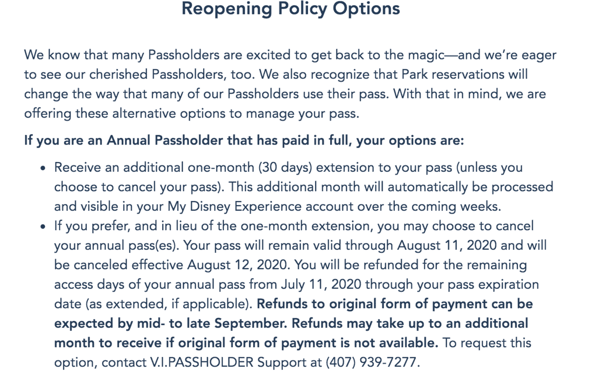 passholder refund options