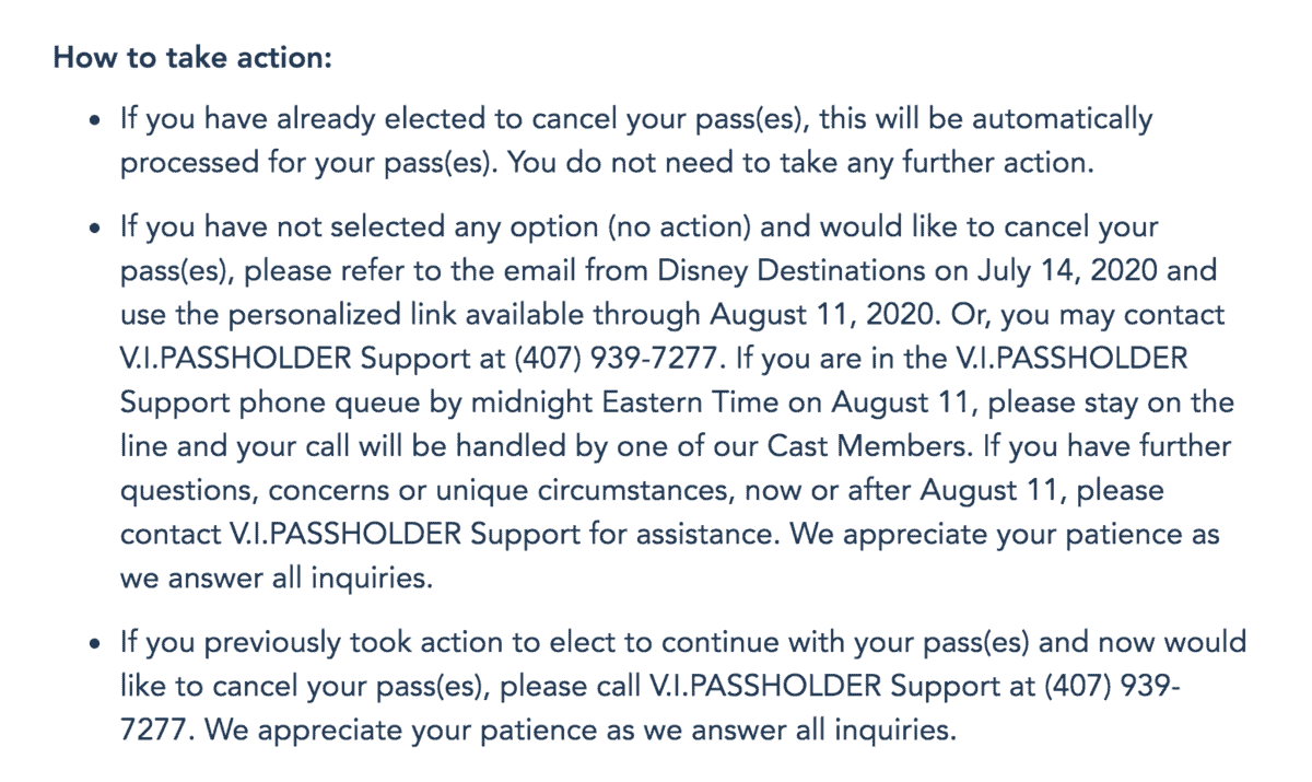 WDW Annual Passholder Cancellation Information