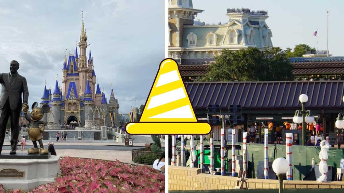 Sleeping Beauty Castle (Left) Magic Kingdom Entrance (right)