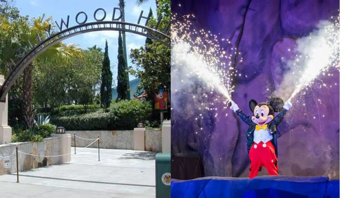 Hollywood Hills (Left) Mickey Holding Sparklers (right)
