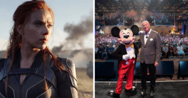 Scarlett Johansson  and Mickey Mouse