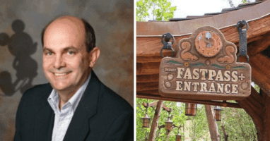 A man & Fast Pass Signage