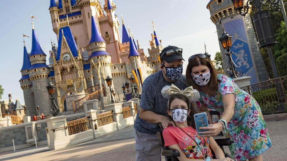 A Family taking a Picture with a Castle