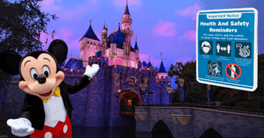 Disneyland with Health and safety reminders signage