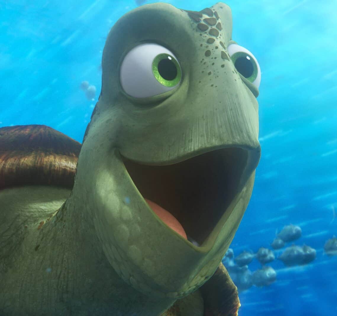 crush smiling in 'Finding Nemo'