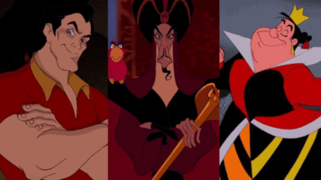 Gaston, Jafar and the Queen of Hearts