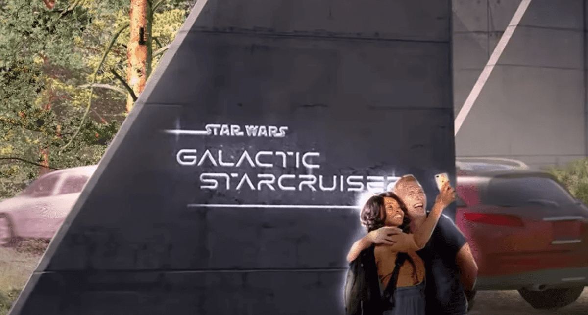 galactic starcruiser sign couple taking selfie