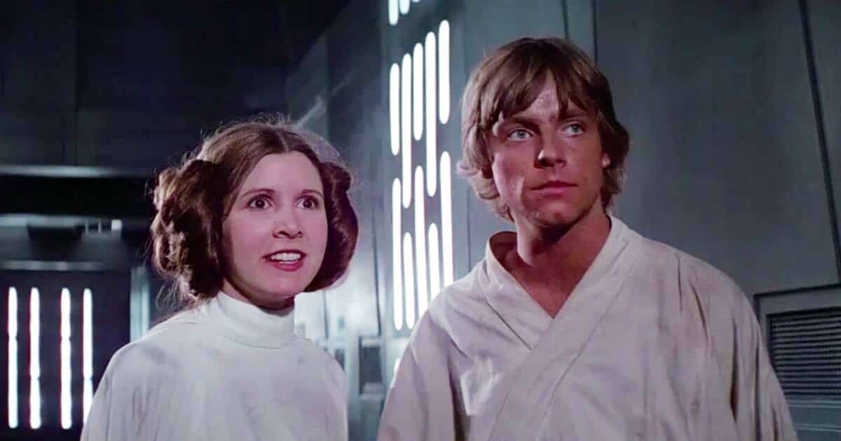 leia organa (left) and luke skywalker (right) in star wars