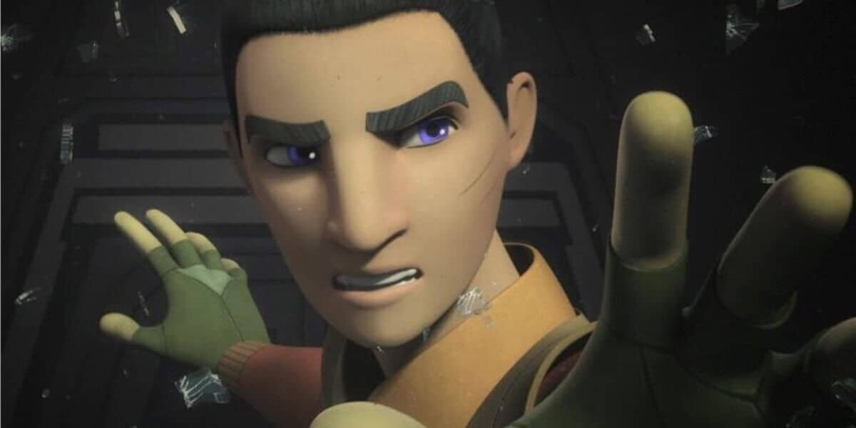 Ezra jumping with the purrgil and Thrawn in Star Wars: Rebels