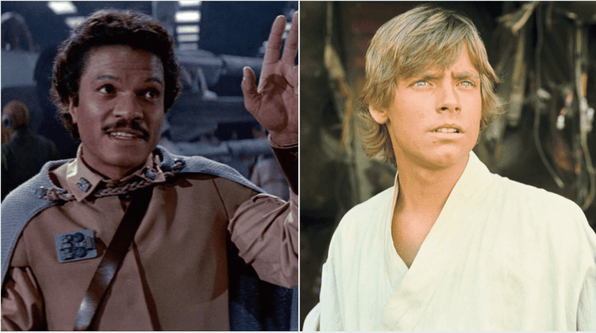 lando calrissian (left) and luke skywalker (right) original trilogy