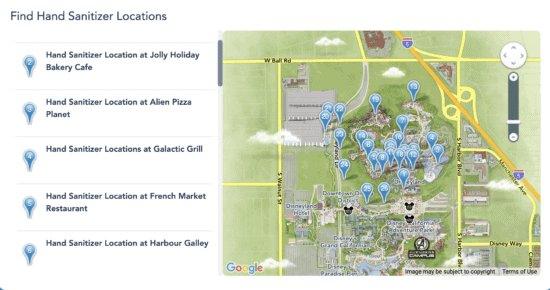 Disneyland Sanitizer Locations