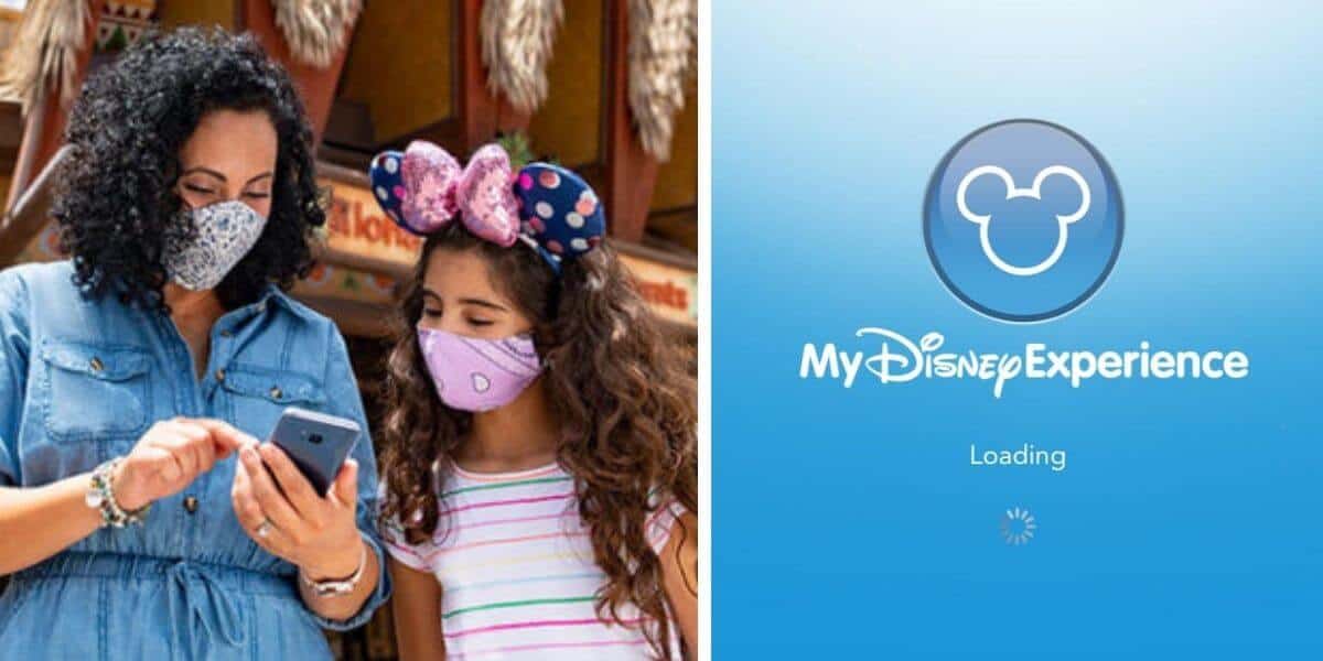A woman and girl looking at phone at Disney and My Disney Experience app
