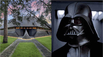 darth vader house (left) and darth vader helmet (right)