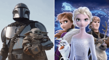 the mandalorian (left) and frozen II characters (right)