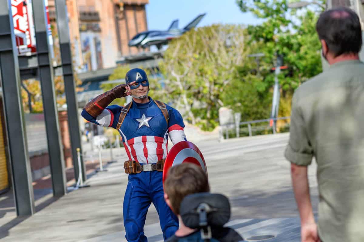 Captain America at Avengers Campus